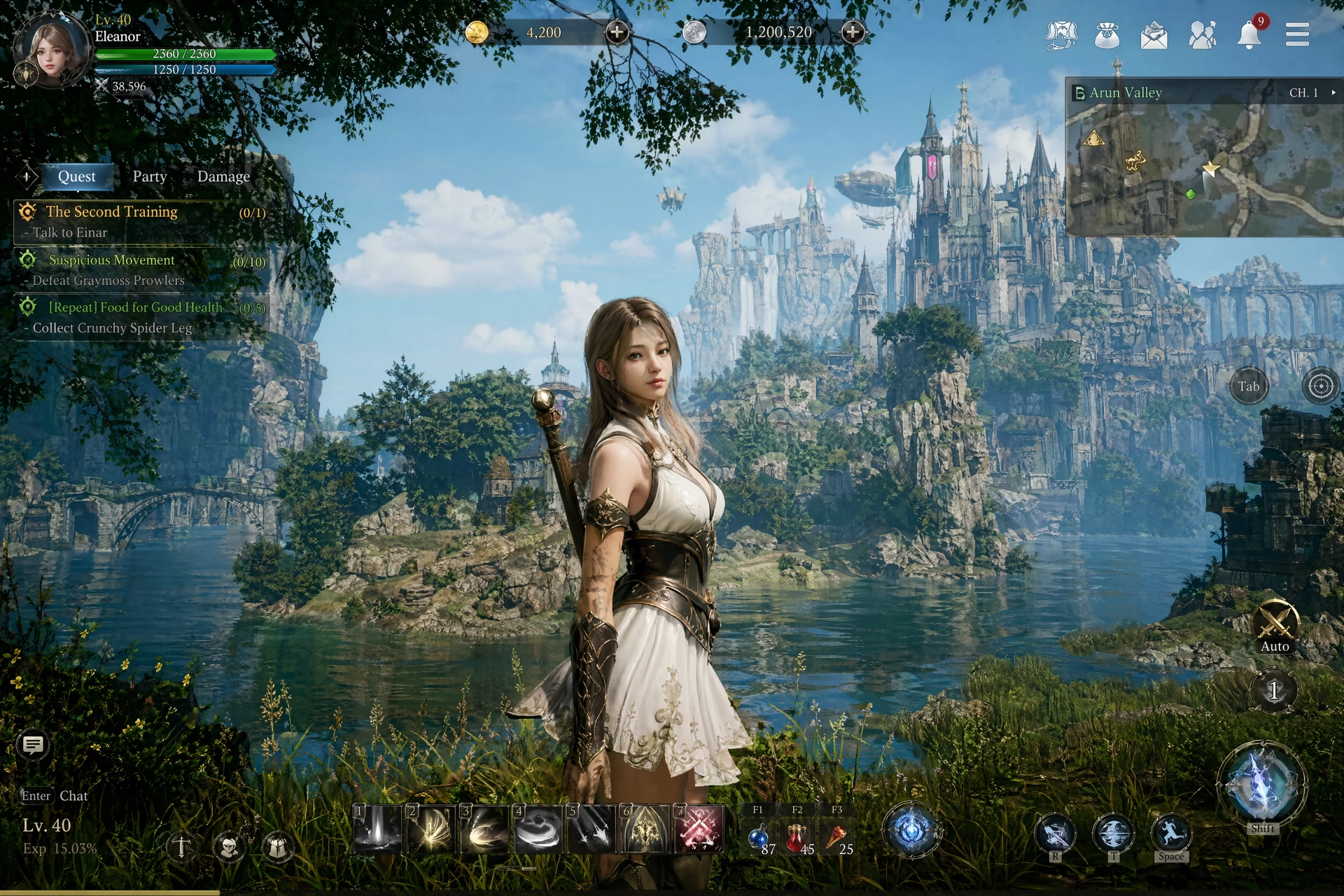 Escena de RPG de fantasía con una guerrera en primer plano, un lago azul y un castillo monumental entre montañas, publicada por Higgsfield como ejemplo de GPT Image 2.